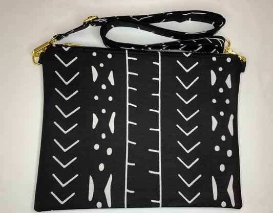 Black and White Adjustable Strap Crossbody/Shoulder Handbag