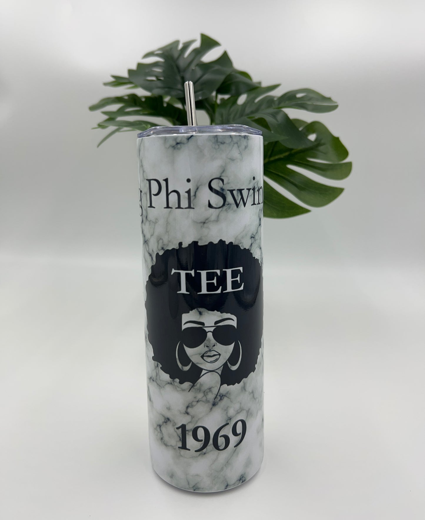 20 oz Skinny Tumbler - Swing Phi Swing Afro Woman (personalizable)