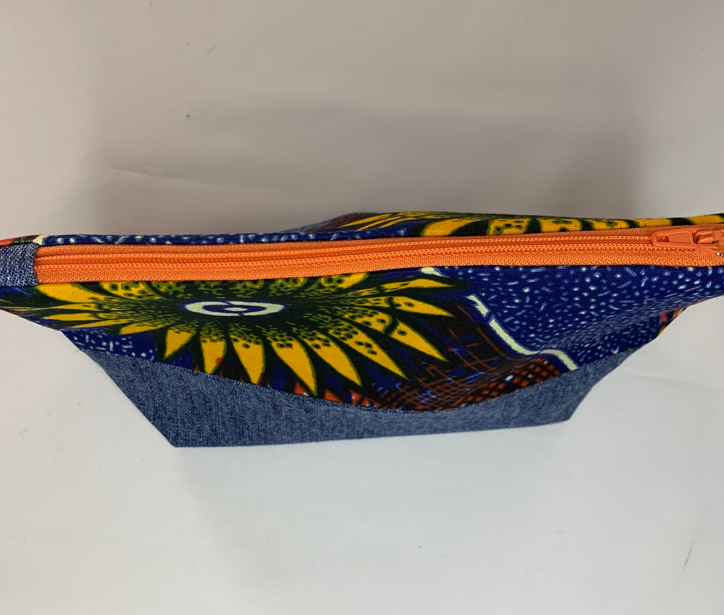 Ankara/Denim Cosmetic Bag