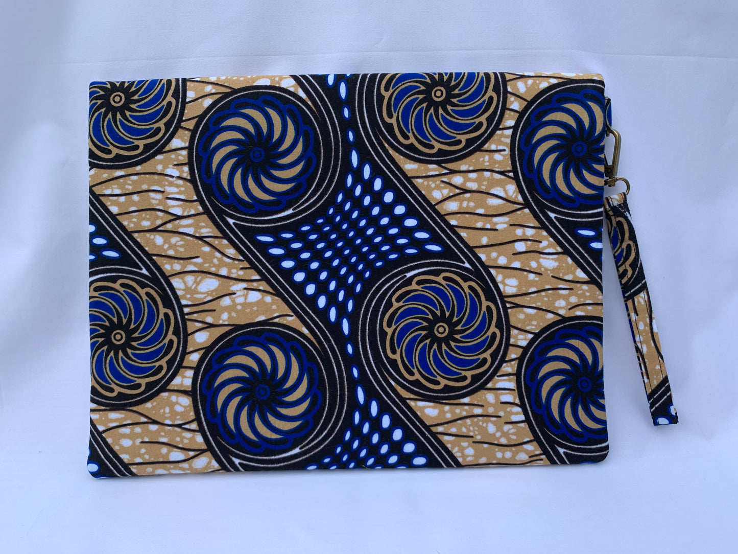 Blue/Gold/White Ankara Fold Over Clutch