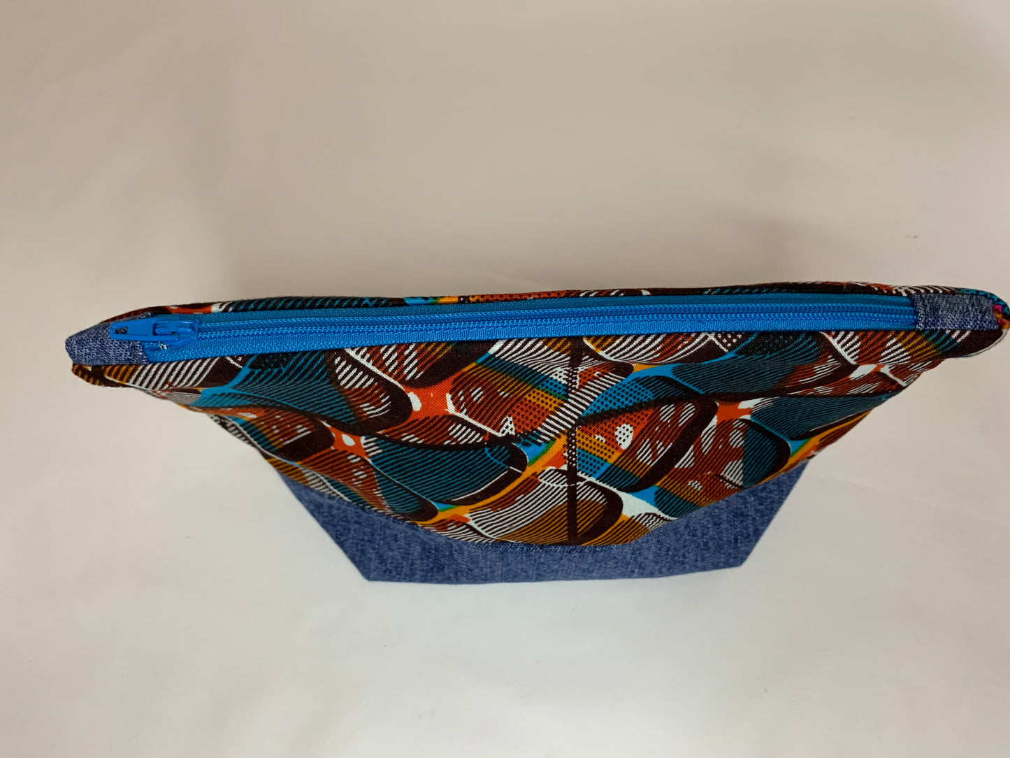 Ankara/Denim Cosmetic Bag