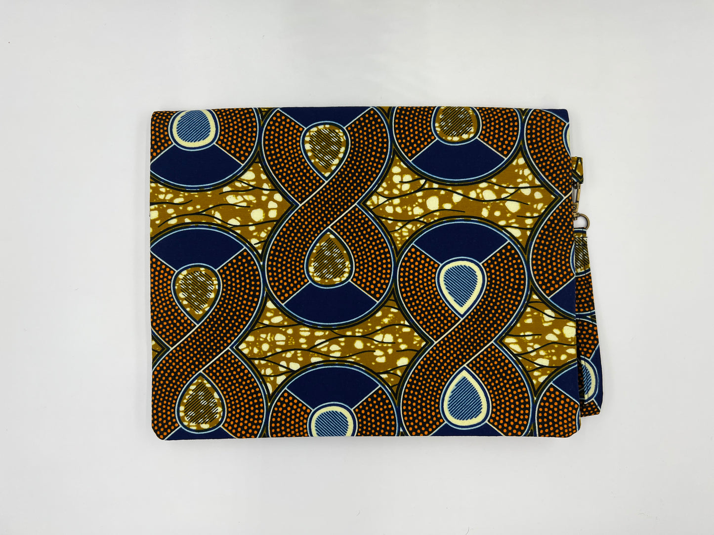 Antique Gold/Blue/Orange Figure 8 Ankara Fold Over Clutch