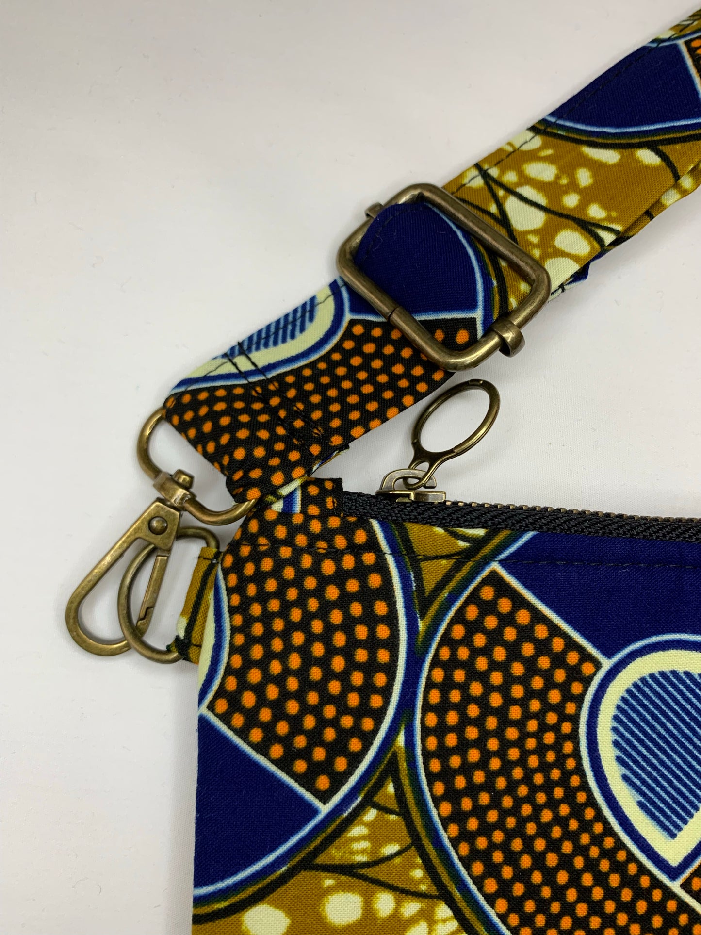 Antique Gold/Blue/Orange Figure 8 Design Adjustable Strap Crossbody/Shoulder Handbag