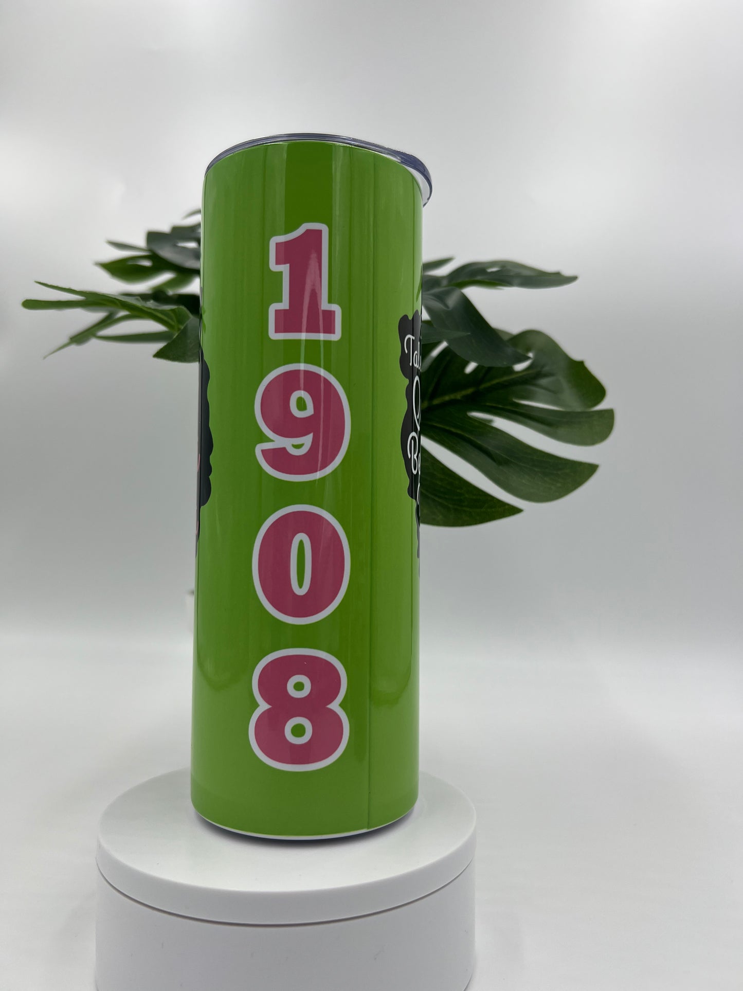 20 oz Skinny Tumbler - Alpha Kappa Alpha Afro Woman and 1908