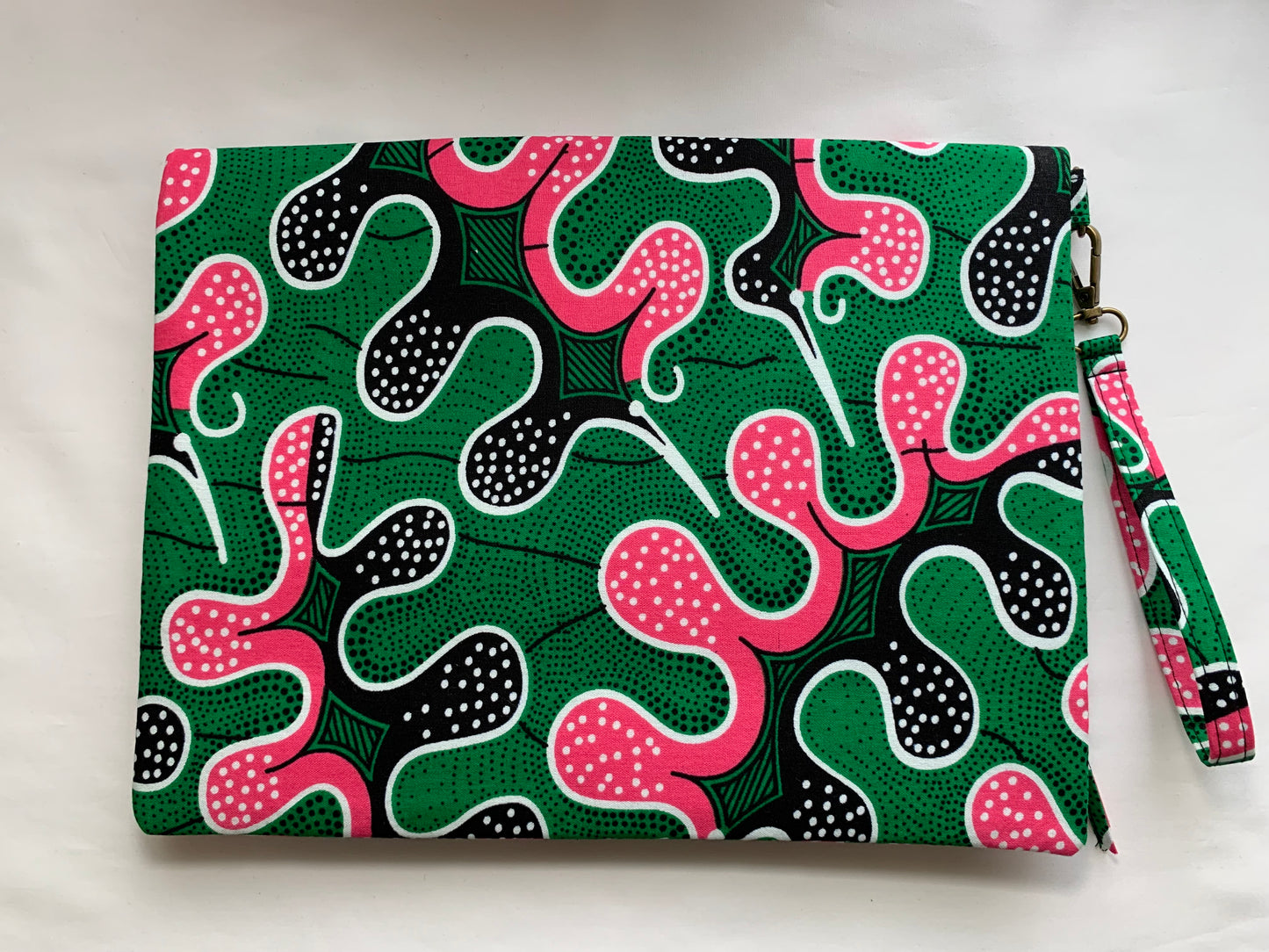 Pink/Green/Black Ankara Fold Over Clutch