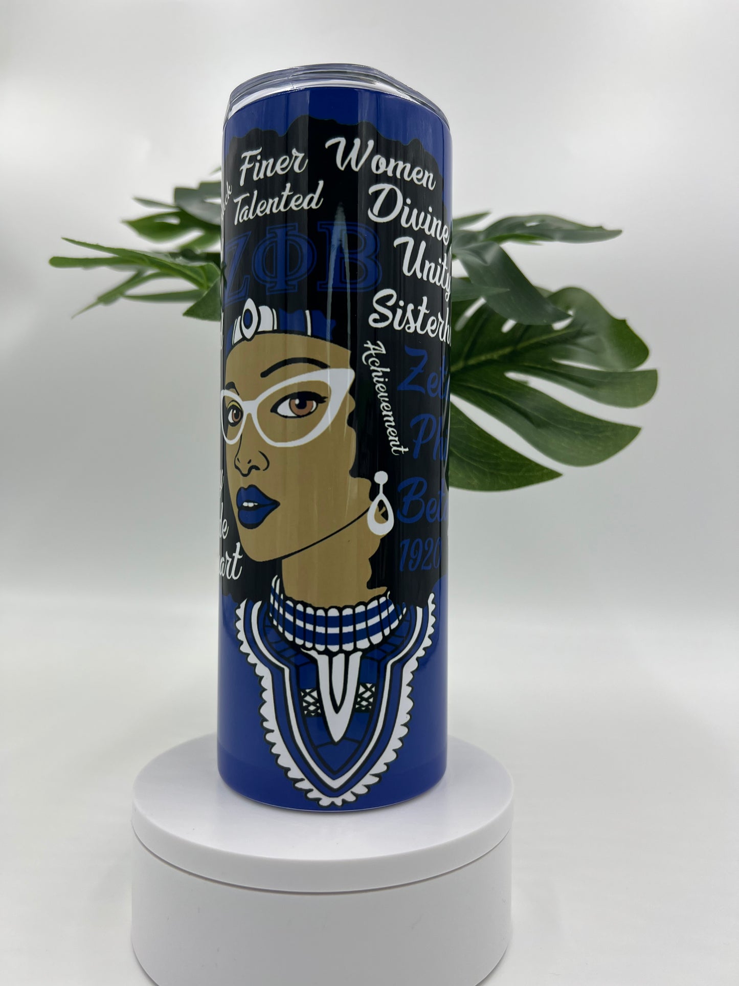 20 oz Skinny Tumbler - Zeta Phi Beta Afro Woman and 1920