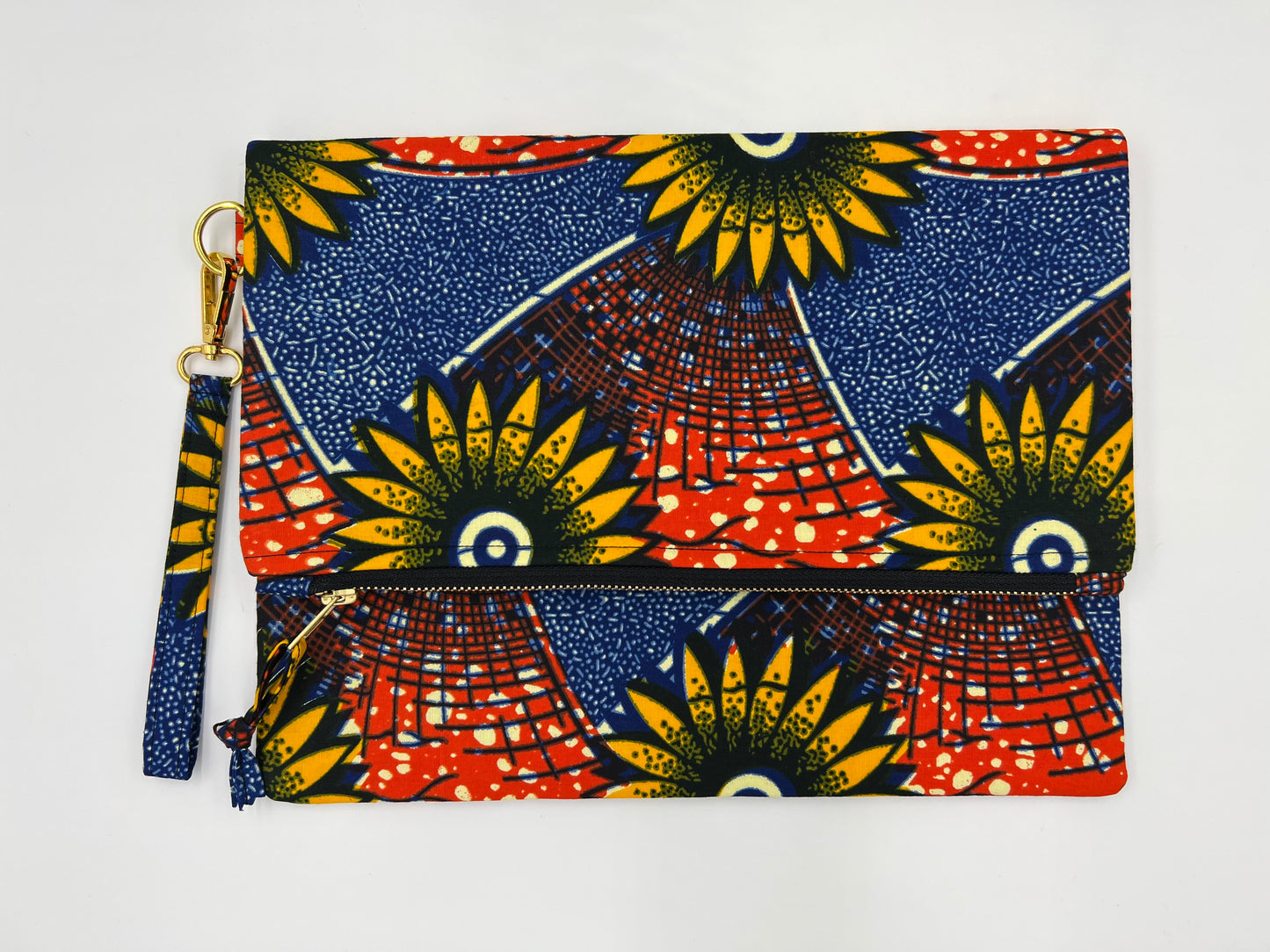 Sunflower Ankara Fold Over Clutch